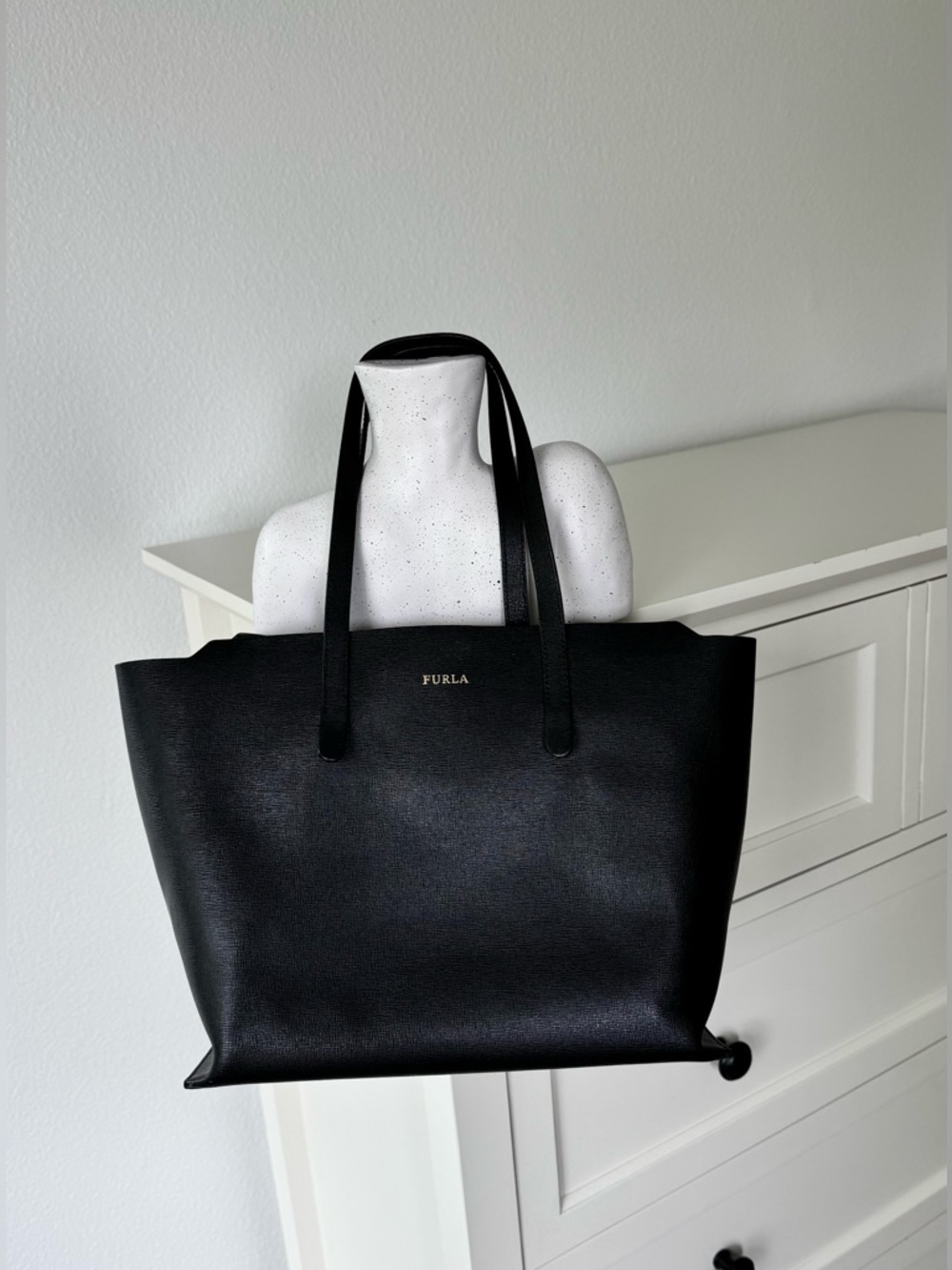 Furla Black Saffiano Leather Tote Bag - Classic Everyday Bag
